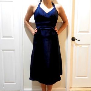 Navy Blue Silk Dress